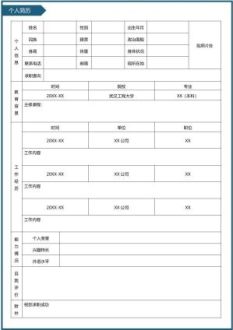 表格个人简历2